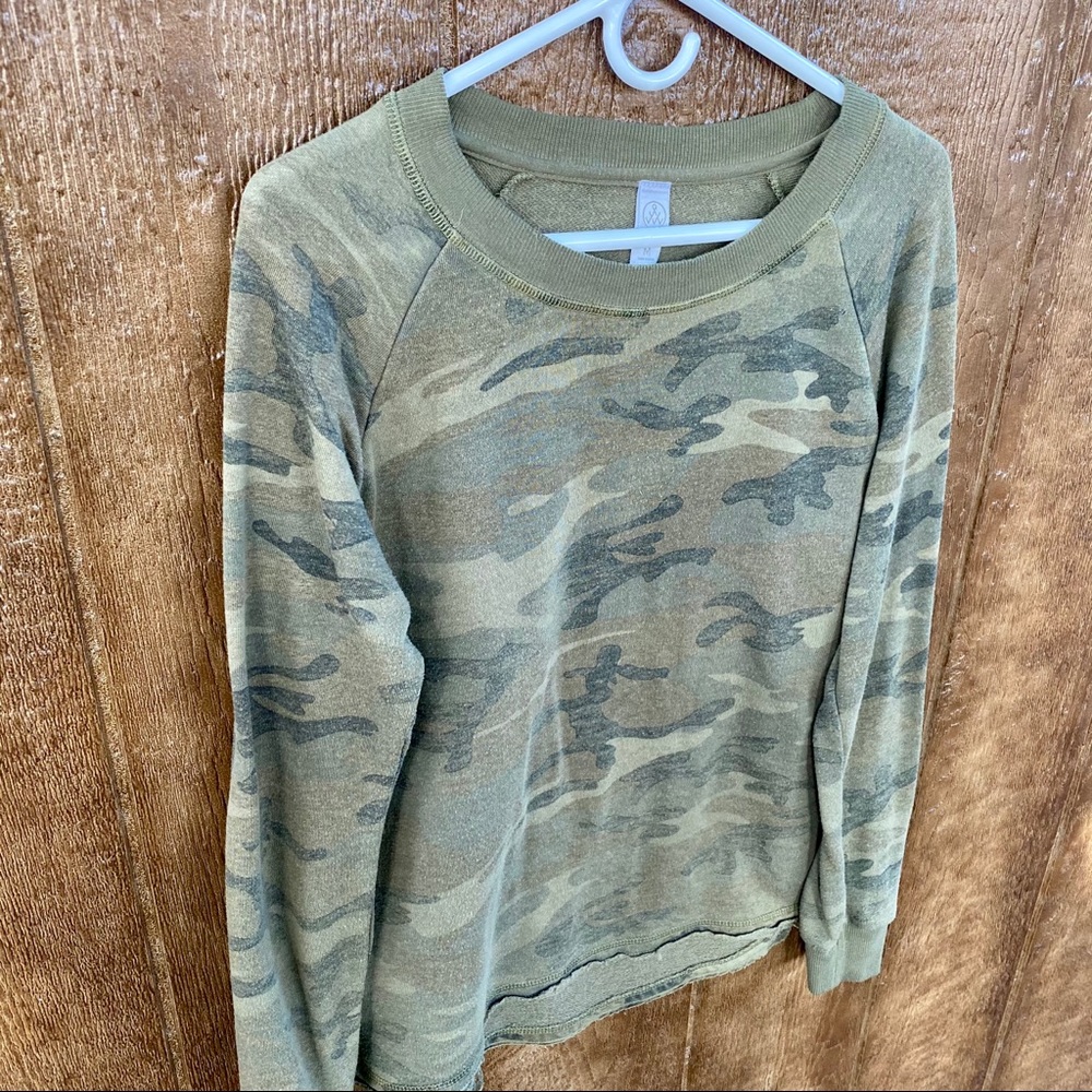 Alternative Apparel Lazy Day Green Camo Pullover Sweatshirt M - Picture 10 of 14